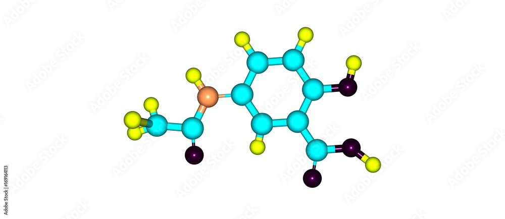 Mesalazine molecular structure isolated on white Mesalazine molecular structure isolated on white