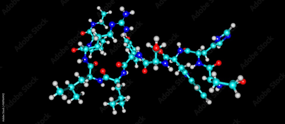 Leuprorelin molecular structure isolated on black