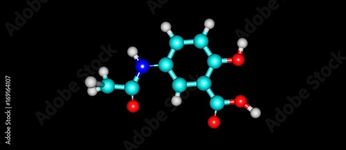 Mesalazine molecular structure isolated on black