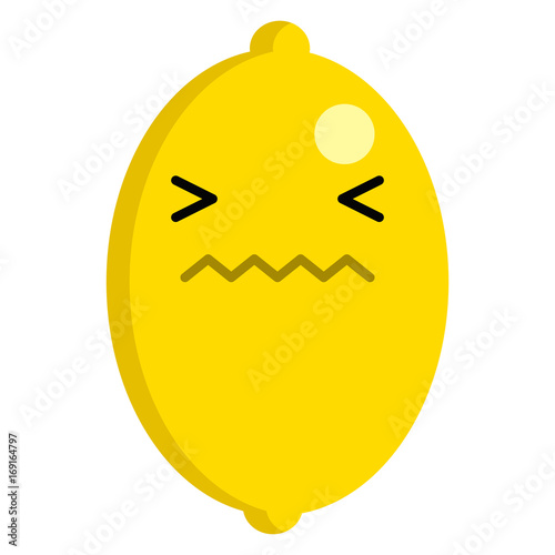 Lemon confounded face emoji vector illustration. Flat style design. Colorful graphics