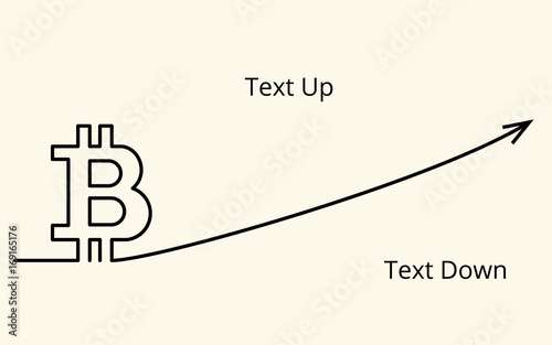 ector linear background with images of digital crypto currency symbol bitcoin, ascending chart and two places for text, for your presentation, flyer or site