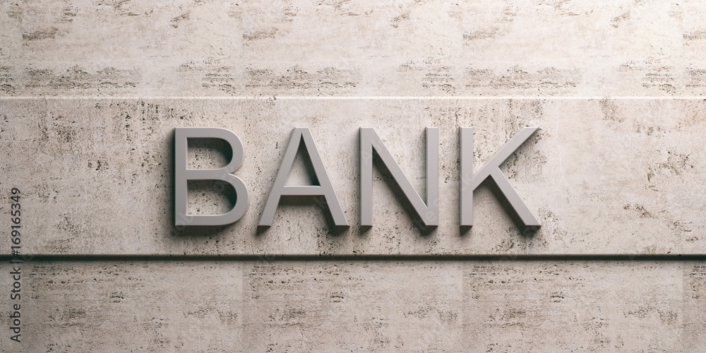 Bank sign on marble background. 3d illustration Bank sign on marble background. 3d illustration