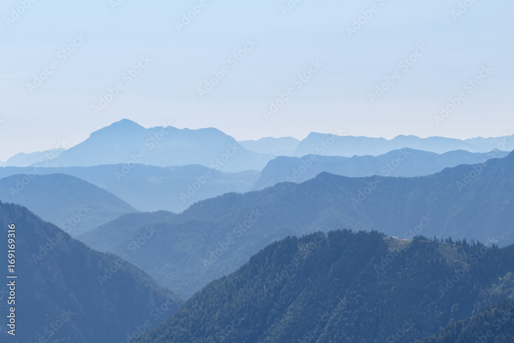 Mountain Peaks in Bavaria, panorama view from Mt. Hochfelln