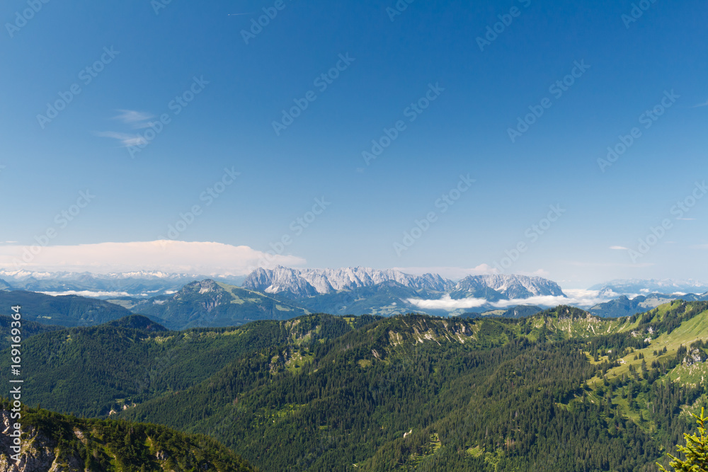 Panorama of Alps in Bavaria, view from Mt. Hochfelln