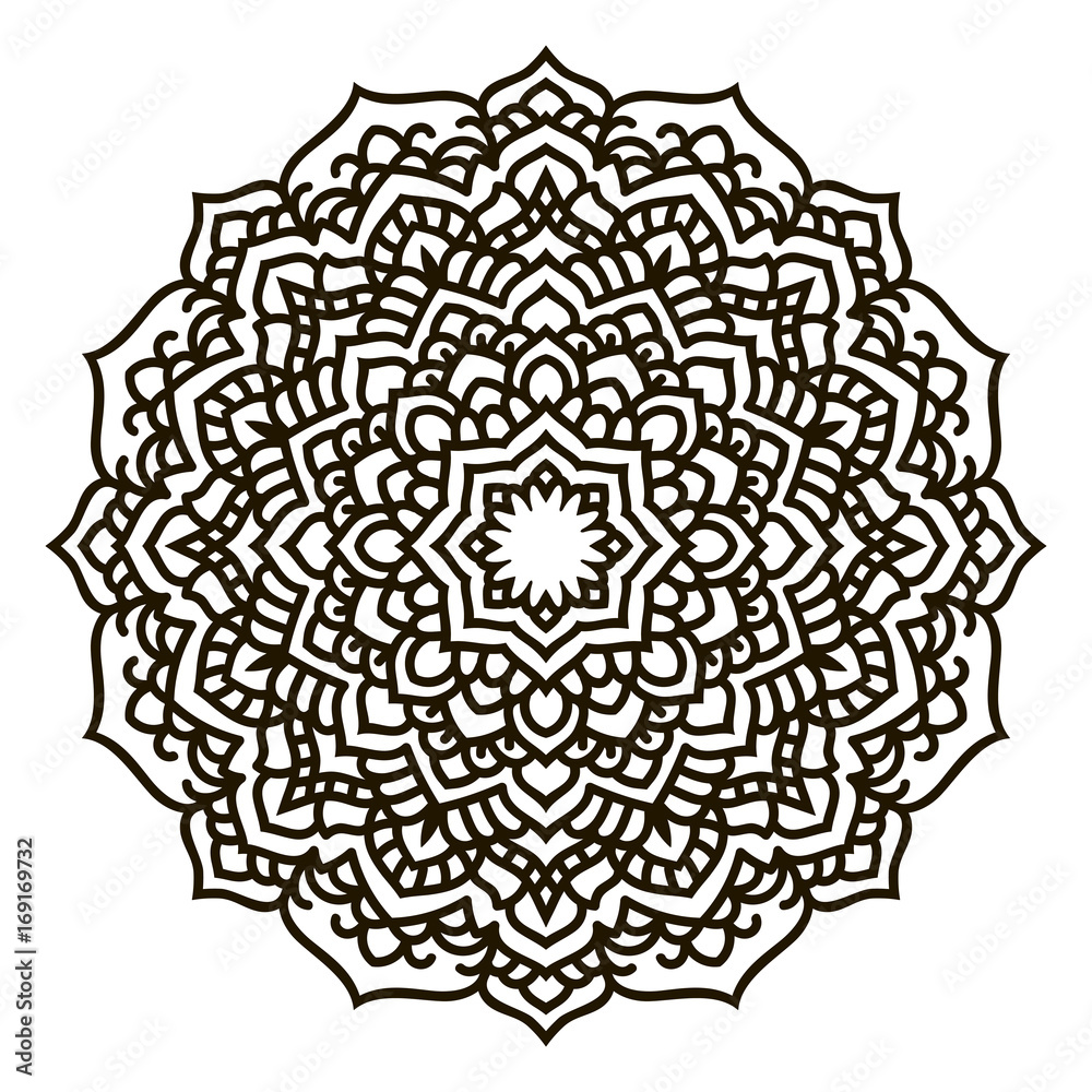 Mandala. Black and white decorative element. Picture for coloring. Mandala. Black and white decorative element. Picture for coloring.