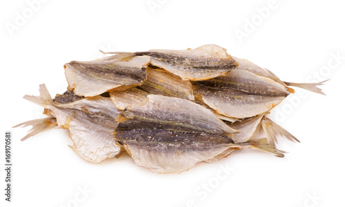 Dried salty yellowstripe scad fish photo