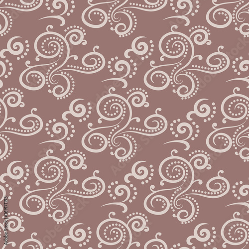 Vintage brown ornament. Floral seamless pattern