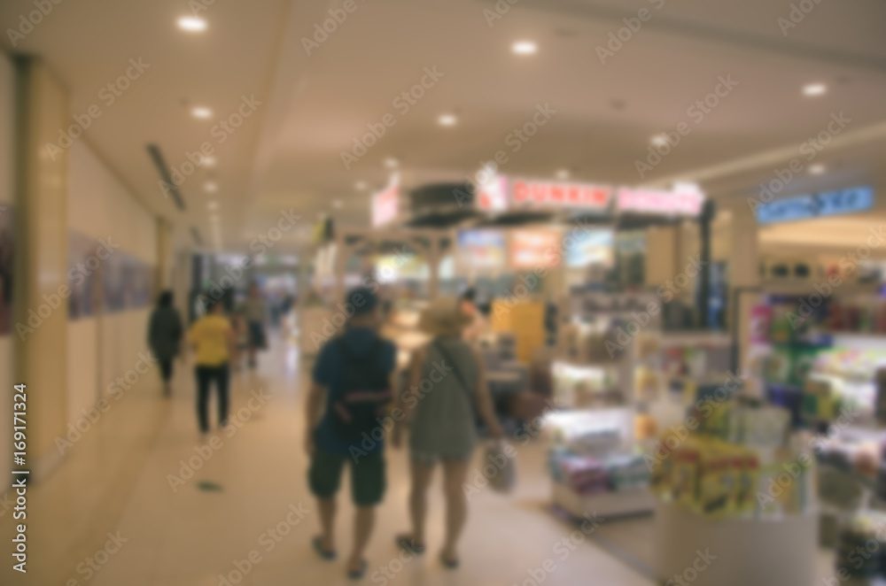 Blurred walking people mall