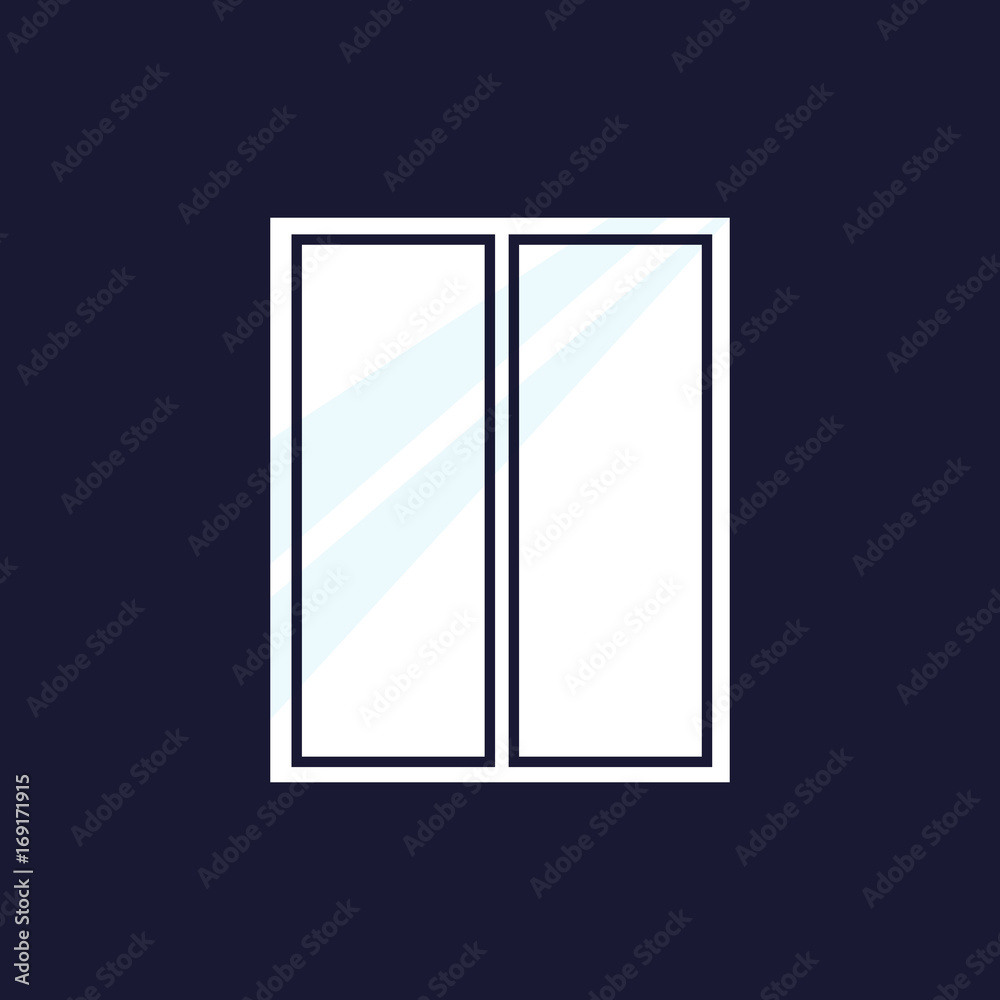 Vector icon window  flat style isolated.Vector white icon on dark blue background.