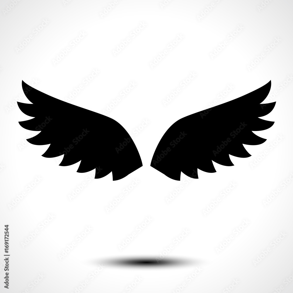 Obraz premium Wings icon isolated on white background. Vector illustration 