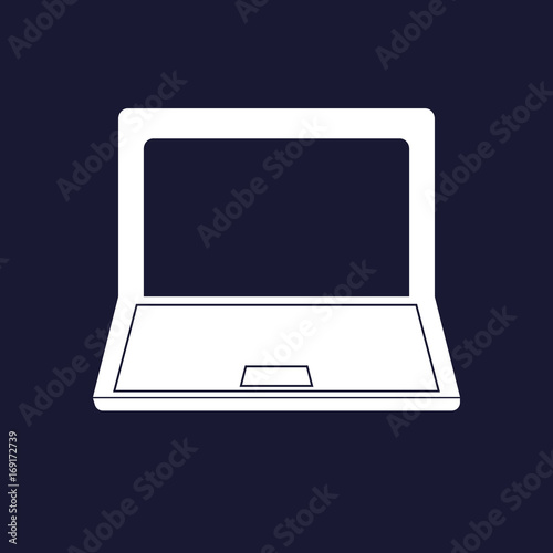 Vector laptop icon. Vector white icon on dark blue background.