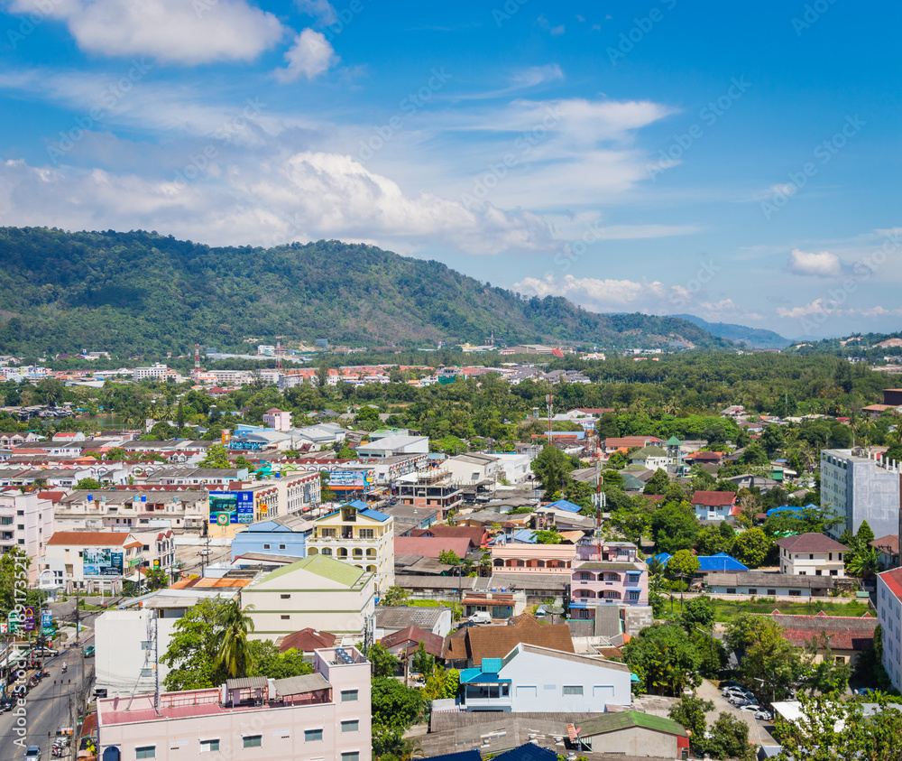 Top view of building and house of Phuket province in town area