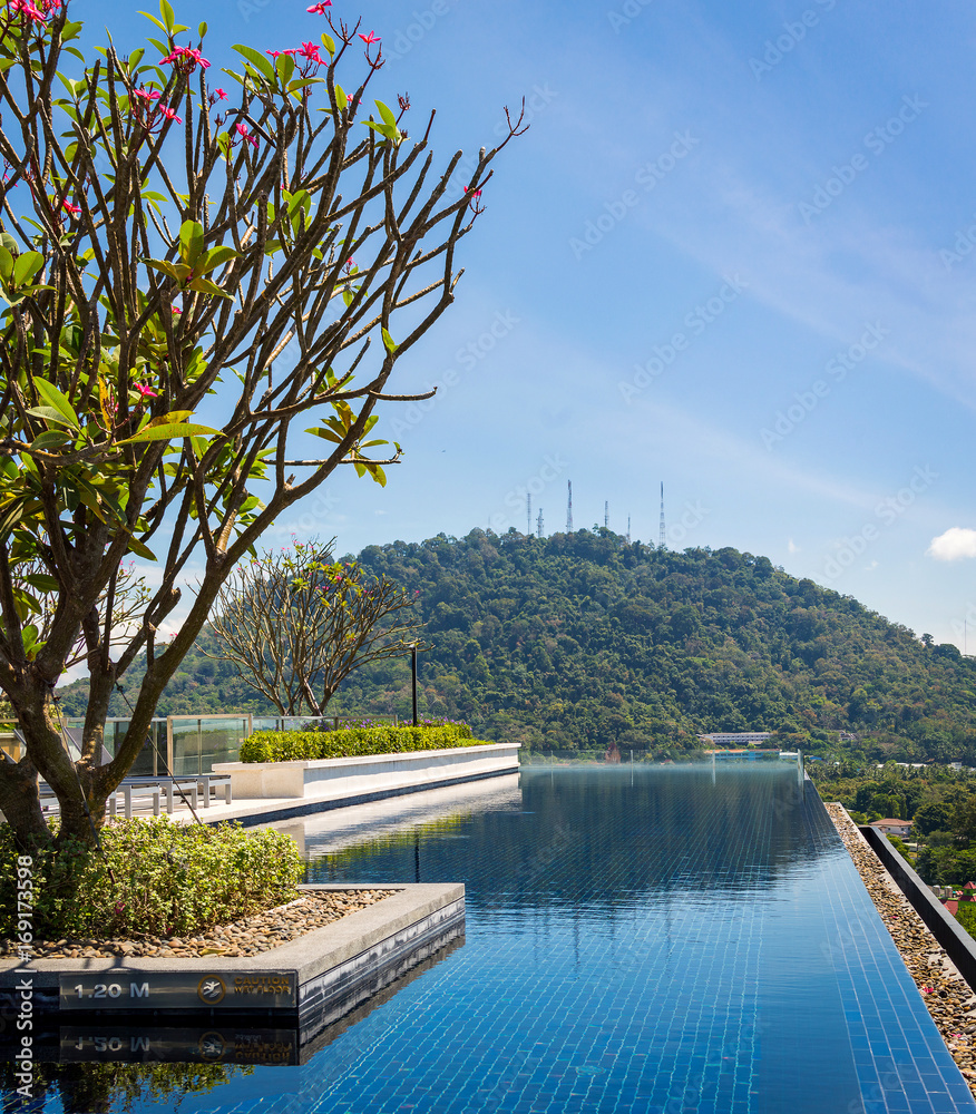 Swimming pool on rooftop terrace with beautiful view