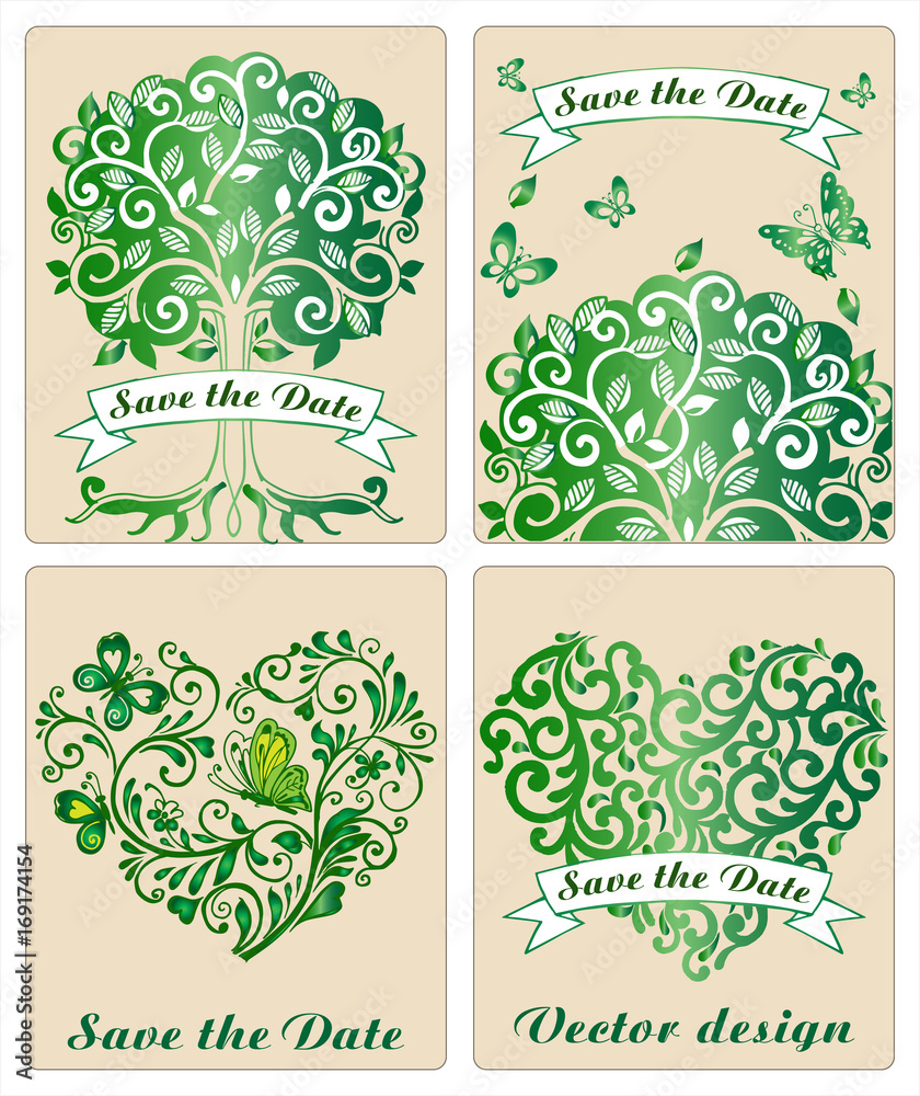 Collection of decorative trees and hearts