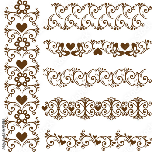 Set of decorative seamless border