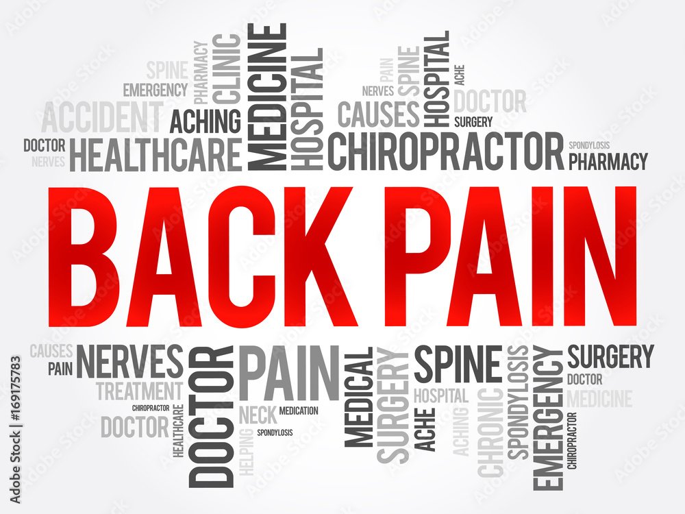 Back Pain word cloud collage, health concept background Back Pain word cloud collage, health concept background
