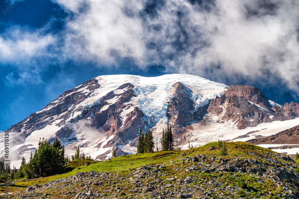 Fototapeta premium Mount Rainier on a beautiful sunny day, WA