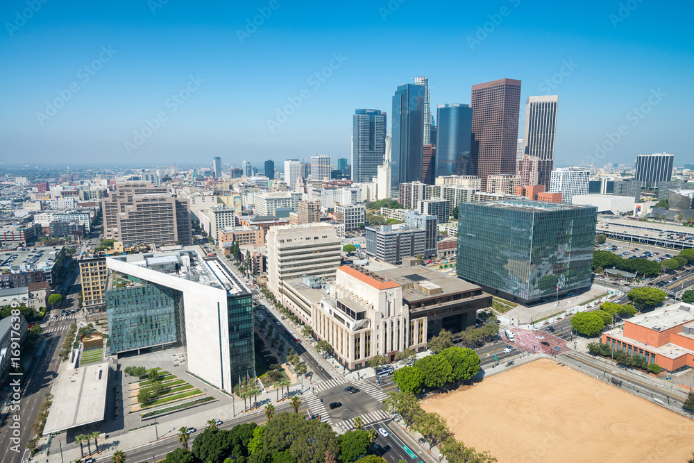 Fototapeta premium Los Angeles, California. Aerial view of Downtown buildings