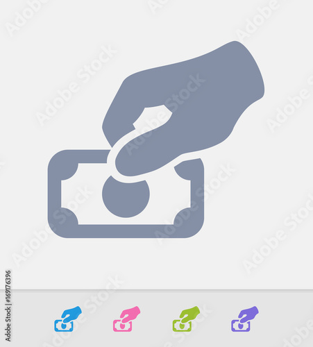 Hand Holding Bill - Granite Icons. A professional, pixel-perfect icon designed on a 32x32 pixel grid and redesigned on a 16x16 pixel grid for very small sizes.