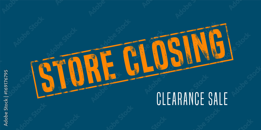 Store closing vector illustration, background with post stamp