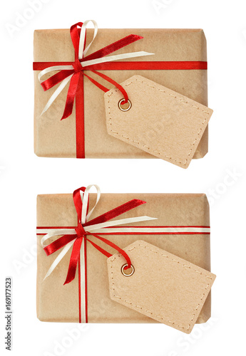Set of gift boxes with ribb...