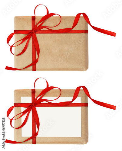Set of gift boxes with red ...