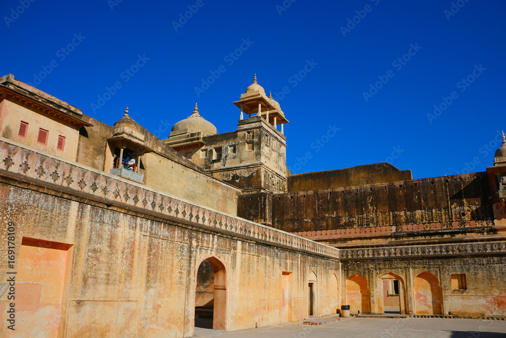 Palace inside Amber fort in Jaipur, Rajasthan, India
