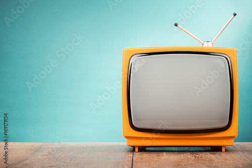 Retro old orange TV receive...