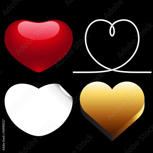 Differences style red heart vector icon isolated love valentine day symbol and romantic design wedding beautiful celebrate bright emotion passion sign illustration.