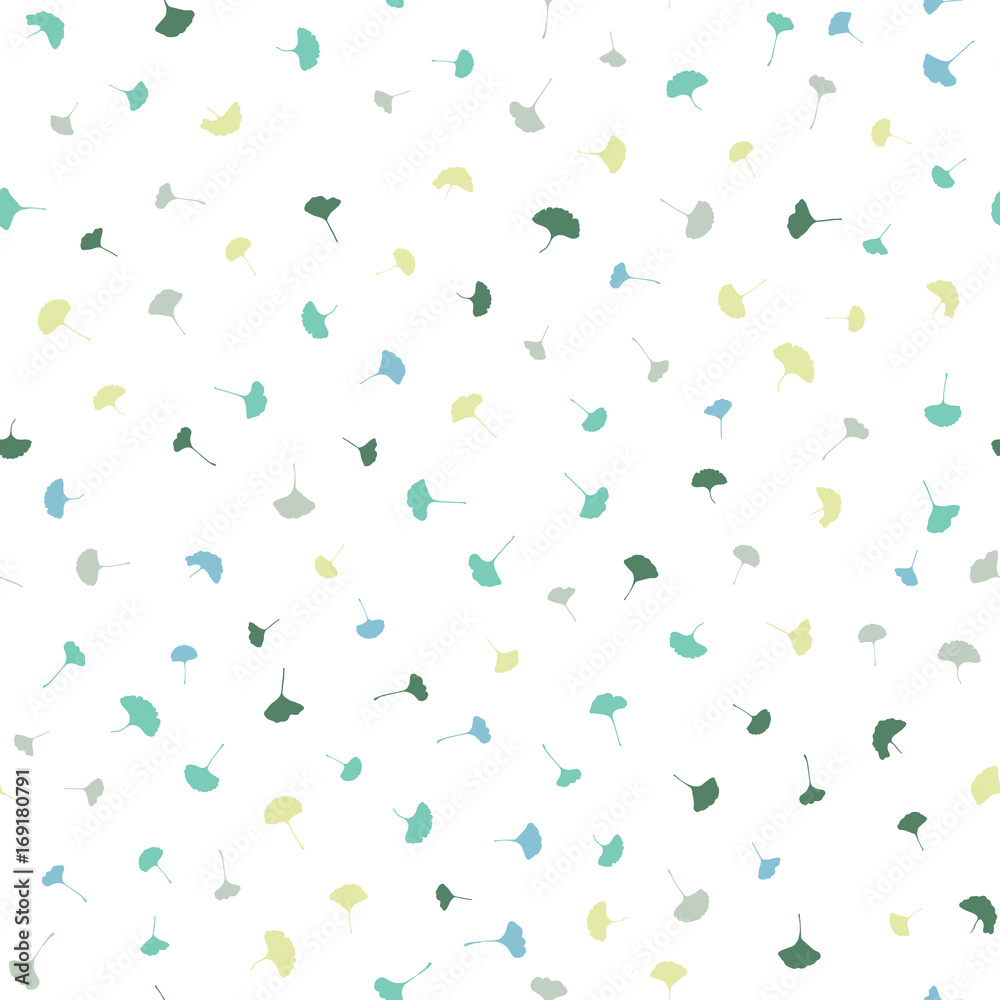 Autumn pattern. Seamless. Falling ginkgo leaves. Endless natural texture. Simple leaf backdrop. Can be used for wallpaper, pattern fills or printing on fabric.