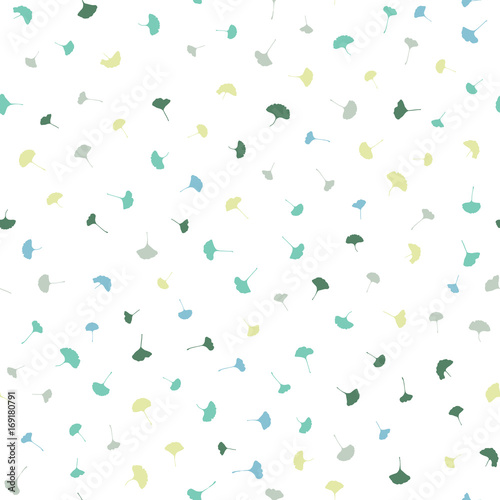 Autumn pattern. Seamless. Falling ginkgo leaves. Endless natural texture. Simple leaf backdrop. Can be used for wallpaper, pattern fills or printing on fabric.