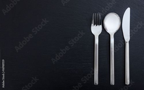 Cutlery isolated on black background