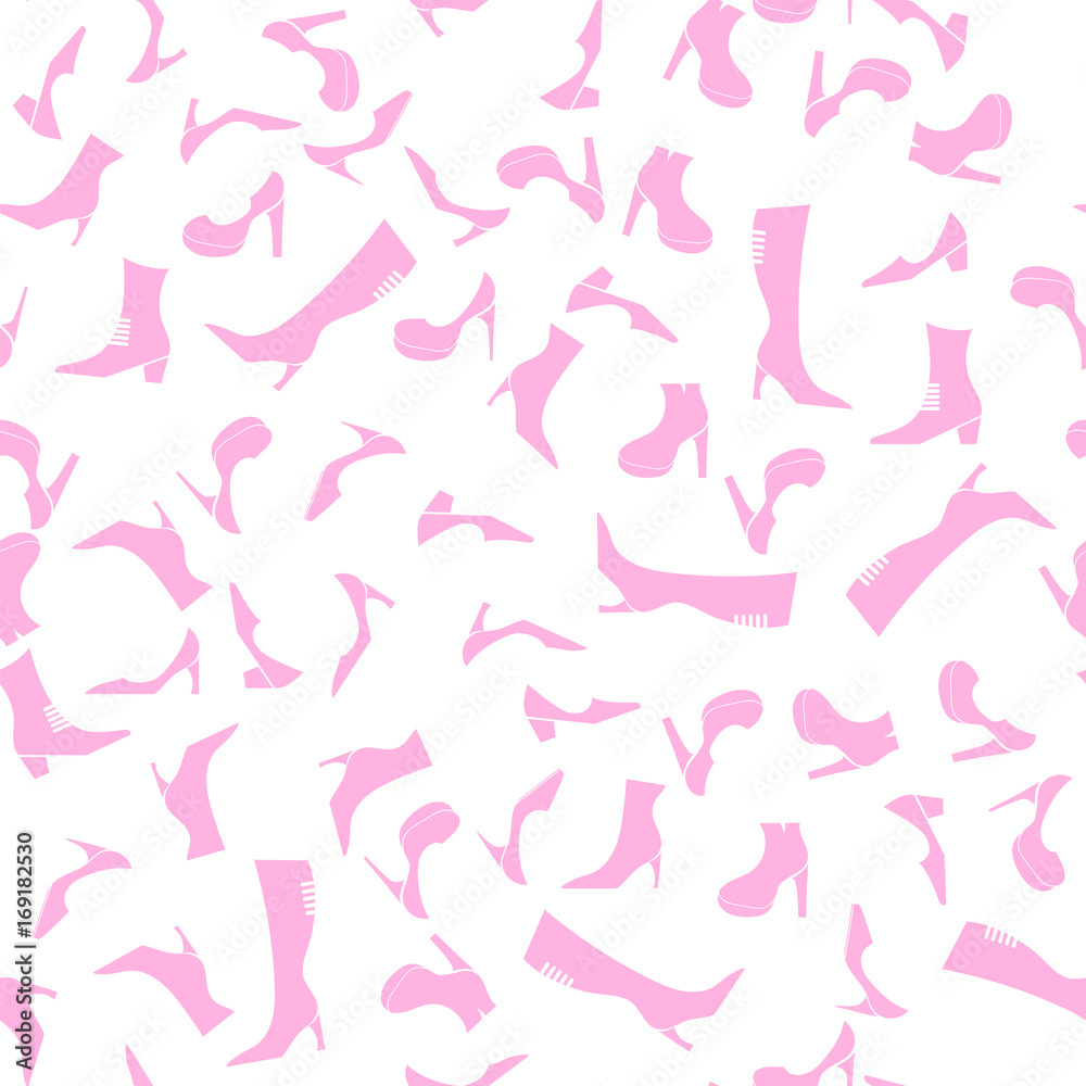 Silhouettes of Shoes Seamless PatternBackground Silhouettes of Shoes Seamless PatternBackground