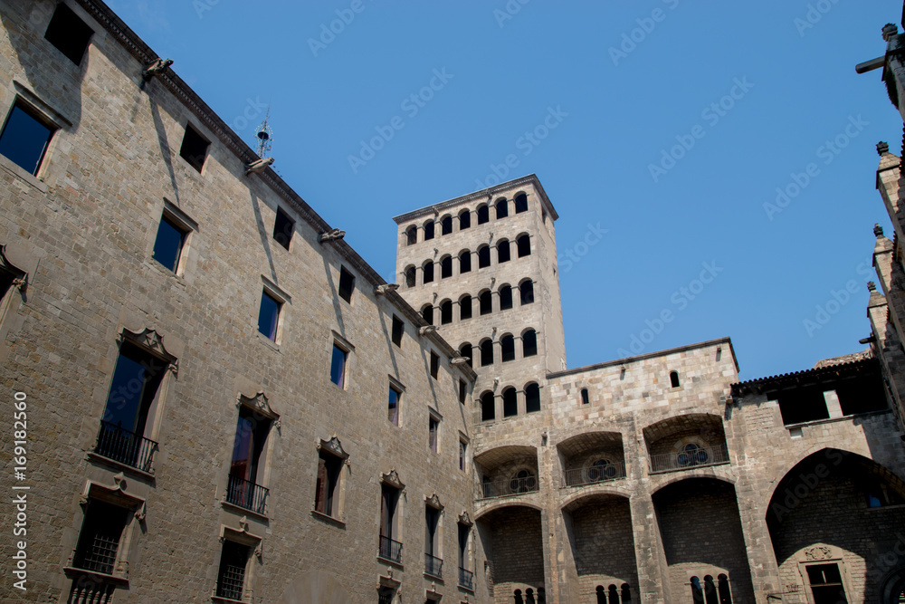 Palau Reial Major (Grand Royal Palace) in Placa del rei (King's Square) Gothic quarter, Barcelona, Spain