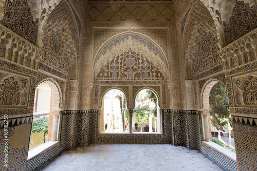 Decorated room inside Nasrid Palace in the complex of the Alhambra, Granada