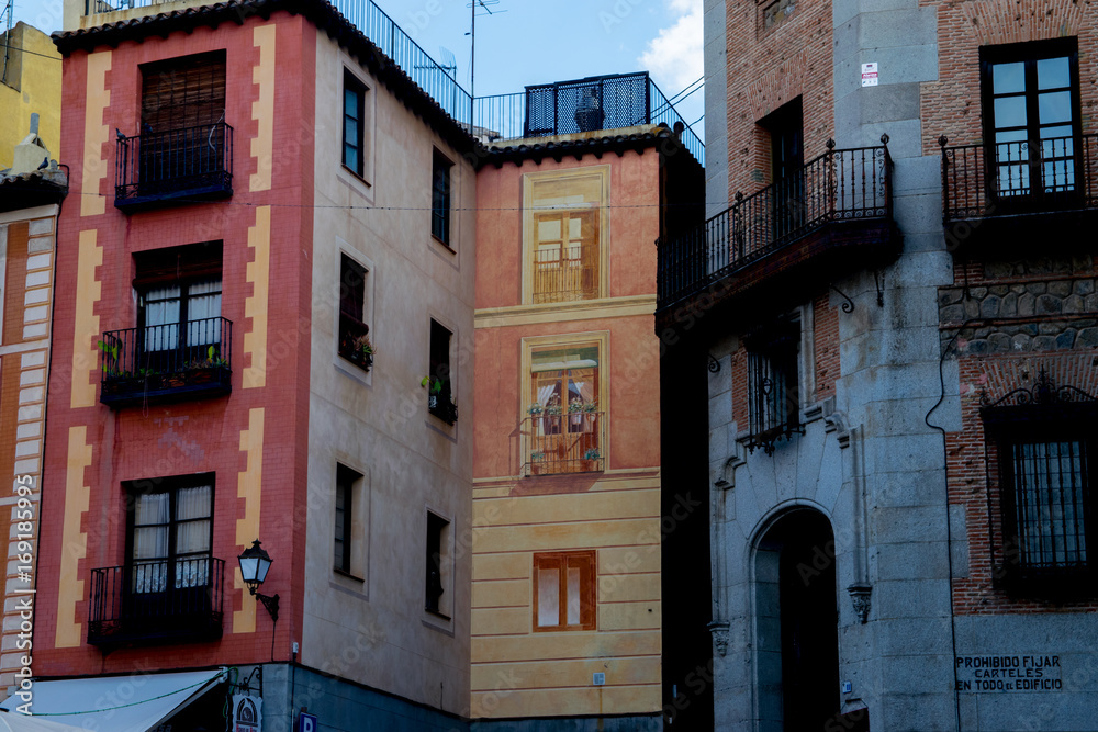 Painted building in Toledo, Spain