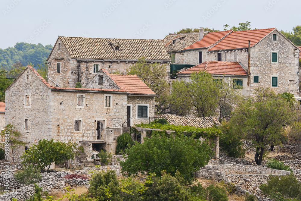 Pretty village Selca on the island of Hvar in Croatia