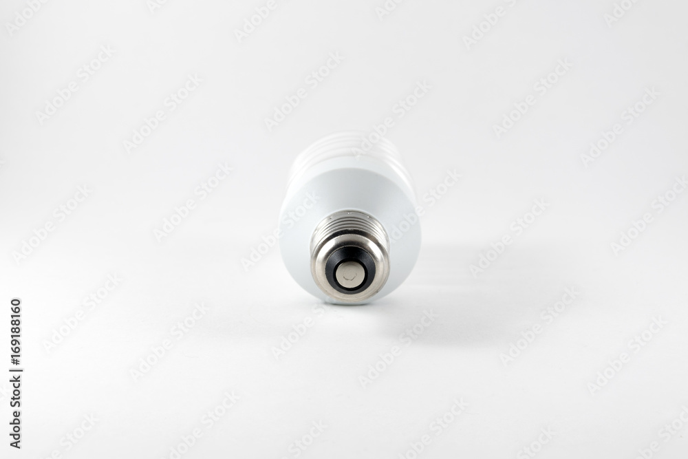 Close up of energy saving fluorescent light bulb isolated on white background Close up of energy saving fluorescent light bulb isolated on white background
