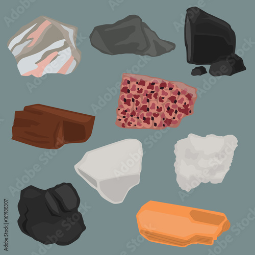 Minerals color flat icons set for web and mobile design