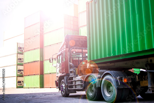 Trucks that transport goods by land transport and logistics Athletic