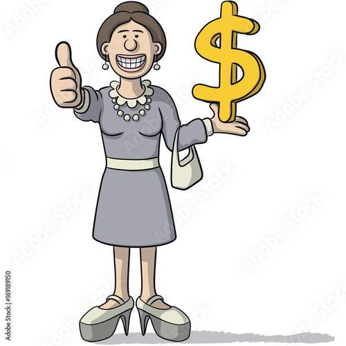 Woman with dollar sign