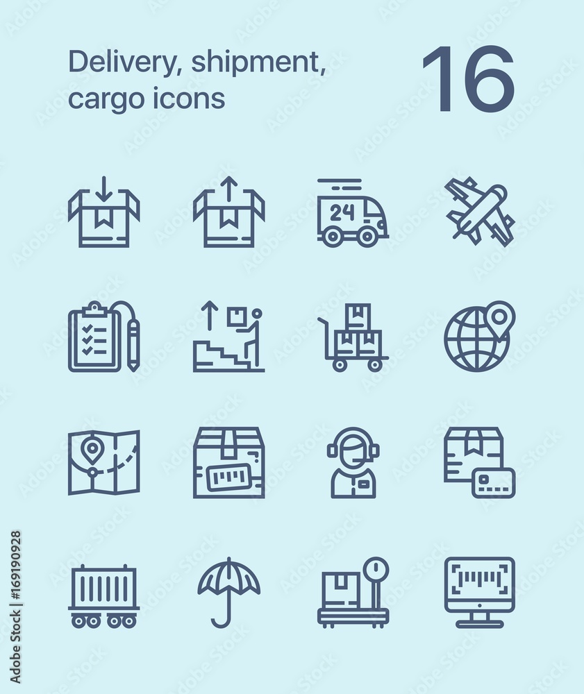 Outline Delivery, shipment, cargo icons for web and mobile design pack 2