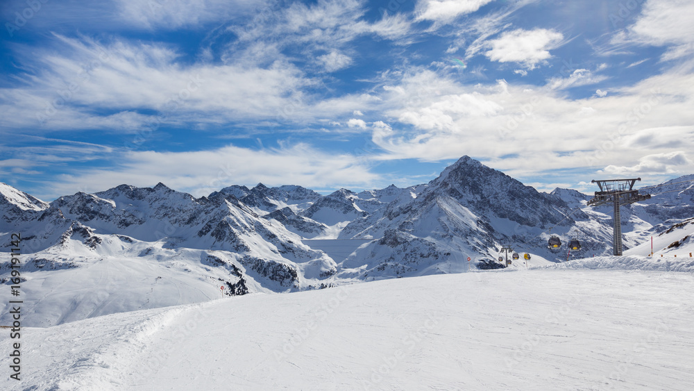 Austrian Alps in Kuehtai Ski Resort in winter