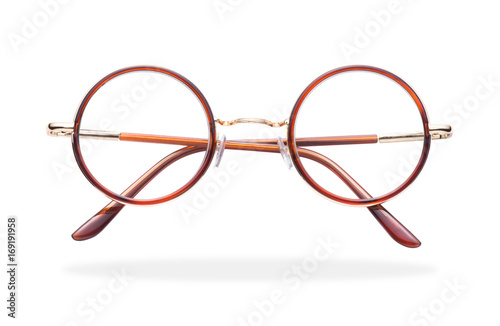 retro style circle glasses isolated on white background, with clipping path