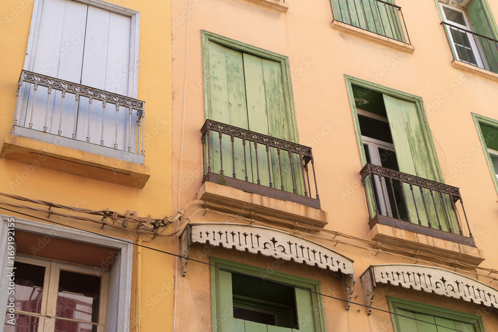 Facade of the old town of Perpignan, in French Catalonia Facade of the old town of Perpignan, in French Catalonia