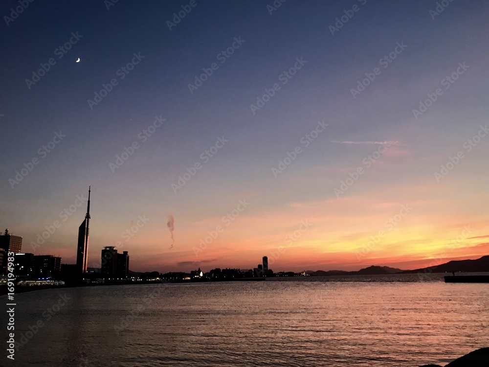 百道の夕焼け 百道の夕焼け