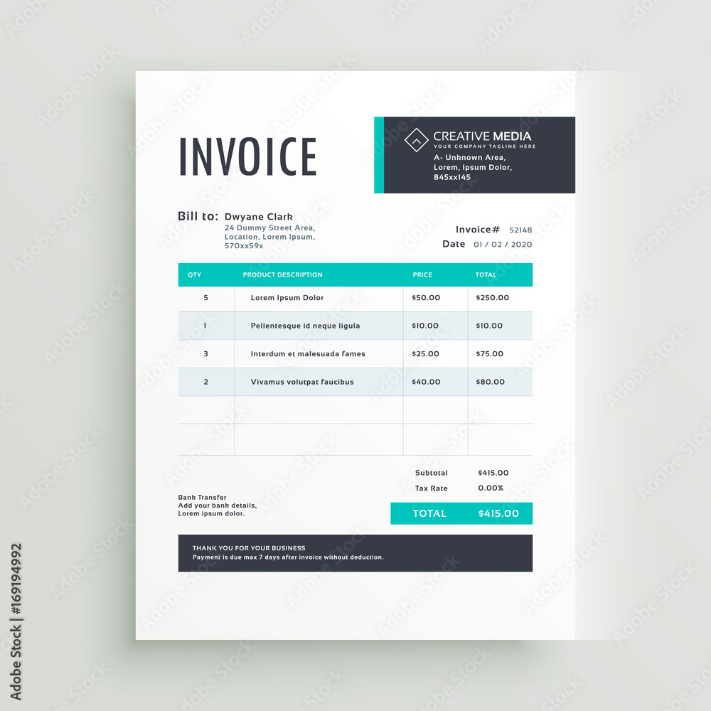 invoice vector template design in blue theme invoice vector template design in blue theme