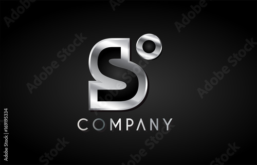 s silver metal alphabet letter icon design