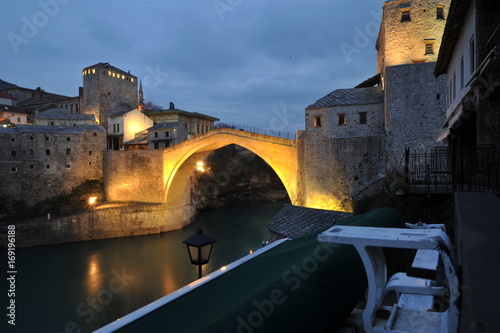 Mostar Bridge at Sunset