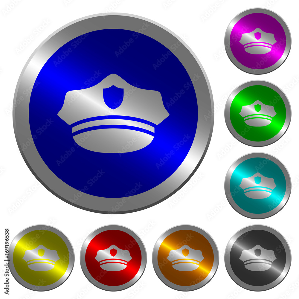 Police hat luminous coin-like round color buttons Police hat luminous coin-like round color buttons